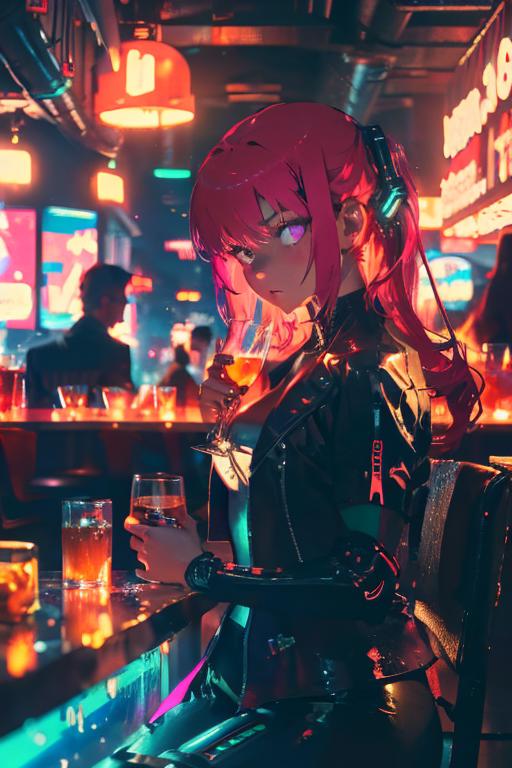 00225-984404886-Cyberpunk, 1girl, sitting in a futuristic bar, holding a glass, modified human, elegant suit, pink hair, purple eyes, looking in.png